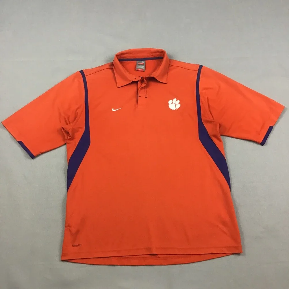 Vintage Clemson Tigers Shirt Men Medium Orange Nike Dri Fit NCAA Paw Y2K 2000s *